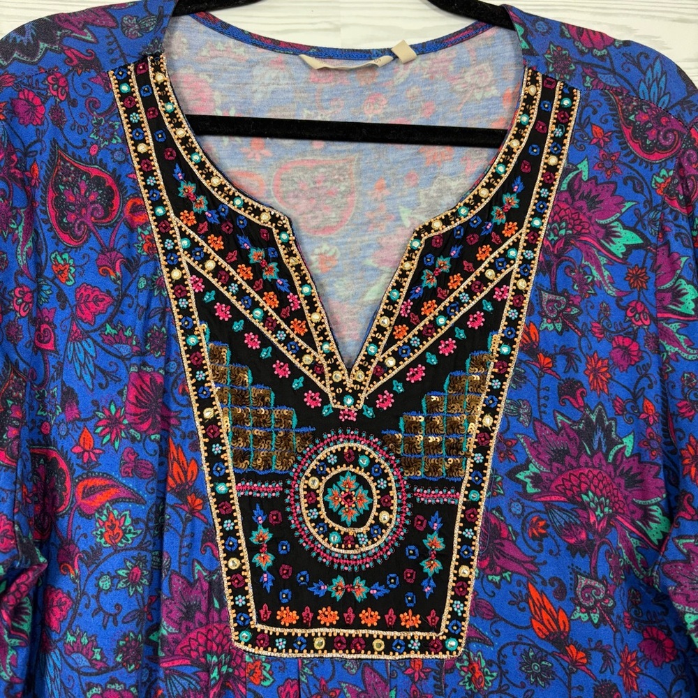 Soft Surroundings Tamuri Tunic Blouse Size Large Purple - Picture 5 of 9